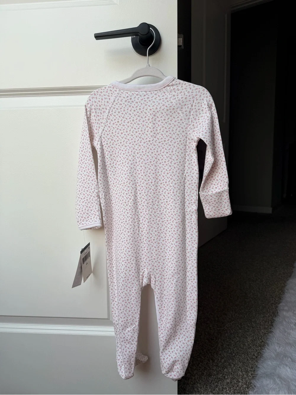 Ralph Lauren White Footed One-Piece with Pink Floral Print